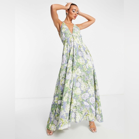 ASOS EDITION satin cami maxi dress in garden floral print - Picture 9 of 10